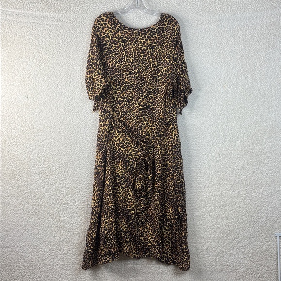 NWT Jessica Simpson Womens Leopard Print V Neck Half Sleeve Belted Dress Size 3X - Picture 7 of 13